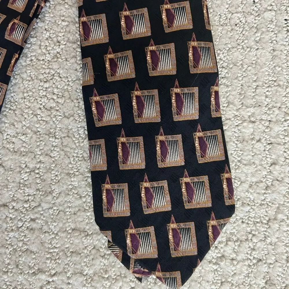 Jz Richards Mens All Silk Formal Necktie 58” Long Dark Gray Neck Tie Made In USA
